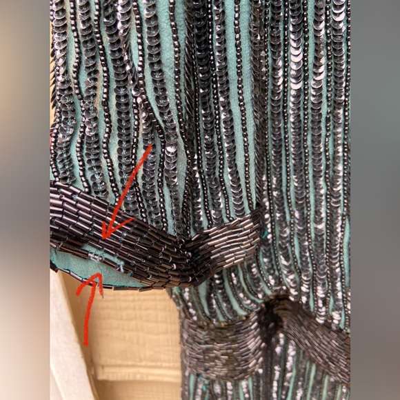 Cocktail Dress Blouson Black/Green Embellished - Picture 14 of 15